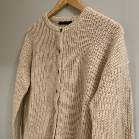 NEW Jenni Kayne Hayes Crewneck Alpaca Wool Cardigan in Sand Beige | size S - Picture 7 of 9